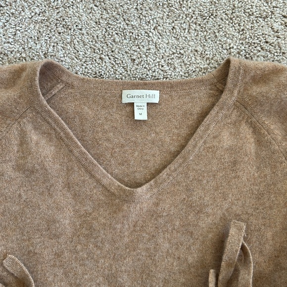 Garnet Hill Tie-Sleeve Cashmere Sweater - Camel - Picture 3 of 11